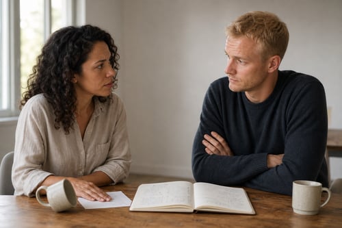 emotionales, angespanntes Gespräch zwischen zwei Personen