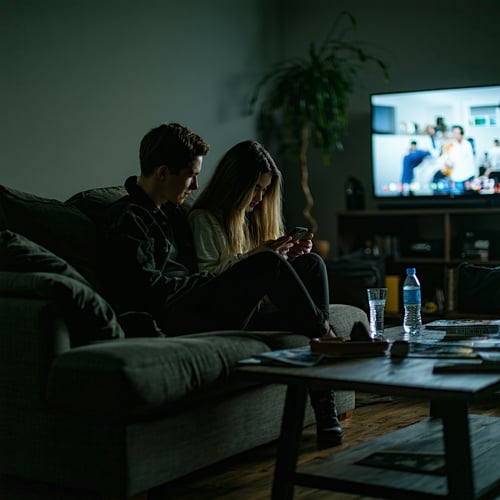 paar vorm Fernseher, Alltag 